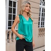 Zeagoo Women’s Silk Satin Camisole Tank Tops V Neck Blouses Work Shirts(Peacock Blue)