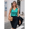 Zeagoo Women’s Silk Satin Camisole Tank Tops V Neck Blouses Work Shirts(Peacock Blue)
