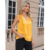 Zeagoo Women’s Silk Satin Camisole Tank Tops V Neck Blouses Work Shirts(Yellow)