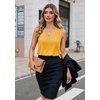 Zeagoo Women’s Silk Satin Camisole Tank Tops V Neck Blouses Work Shirts(Yellow)