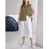 Zeagoo Women’s Sleeveless Button Down Collared Shirts Business Casual Tops(Army Green)