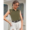 Zeagoo Women’s Sleeveless Button Down Collared Shirts Business Casual Tops(Army Green)
