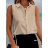Zeagoo Women’s Sleeveless Button Down Collared Shirts Business Casual Tops(Beige)