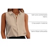 Zeagoo Women’s Sleeveless Button Down Collared Shirts Business Casual Tops(Beige)