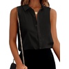 Zeagoo Women’s Sleeveless Button Down Collared Shirts Business Casual Tops(Black)