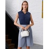 Zeagoo Women’s Sleeveless Button Down Collared Shirts Business Casual Tops(Dark Blue)
