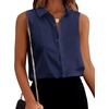 Zeagoo Women’s Sleeveless Button Down Collared Shirts Business Casual Tops(Dark Blue)