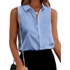 Zeagoo Women’s Sleeveless Button Down Collared Shirts Business Casual Tops(Light Blue)