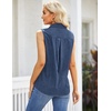 Zeagoo Women’s Sleeveless Button Down Collared Shirts Business Casual Tops(Navy)