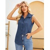 Zeagoo Women’s Sleeveless Button Down Collared Shirts Business Casual Tops(Navy)