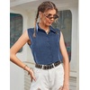 Zeagoo Women’s Sleeveless Button Down Collared Shirts Business Casual Tops(Navy)
