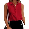 Zeagoo Women’s Sleeveless Button Down Collared Shirts Business Casual Tops(Red)