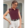 Zeagoo Women’s Sleeveless Button Down Collared Shirts Business Casual Tops(Wine Red)
