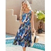 Zeagoo Womens Summer Midi Dresses 2026 Casual Sleeveless Tank Sundresses A Line Crewneck Beach Vacation Dress with Pockets(Blue Leaf-zw647)