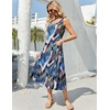 Zeagoo Womens Summer Midi Dresses 2026 Casual Sleeveless Tank Sundresses A Line Crewneck Beach Vacation Dress with Pockets(Blue Leaf-zw647)