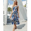 Zeagoo Womens Summer Midi Dresses 2026 Casual Sleeveless Tank Sundresses A Line Crewneck Beach Vacation Dress with Pockets(Blue Leaf-zw647)