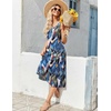 Zeagoo Womens Summer Midi Dresses 2026 Casual Sleeveless Tank Sundresses A Line Crewneck Beach Vacation Dress with Pockets(Blue Leaf-zw647)