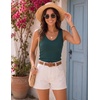 Zeagoo Womens Tank Tops V Neck Ribbed Knit Slim Fit Basic Sleeveless Tops(Deep Green)