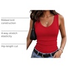 Zeagoo Womens Tank Tops V Neck Ribbed Knit Slim Fit Basic Sleeveless Tops(Red)