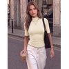 Zeagoo Womens Tops Mock Neck Short Sleeve Slim Basic Summer Fall Basic Tee(Apricot（loose Fit one Size Smaller for a Fitted Look）)