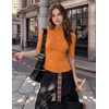 Zeagoo Womens Tops Mock Neck Short Sleeve Slim Basic Summer Fall Basic Tee(Orange)