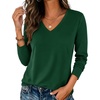 Zeagoo Womens Shirts Long Sleeve Tops V Neck Casual Basic Tee Fall Outfits(Forest Green)