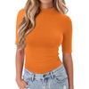 Zeagoo Womens Tops Mock Neck Short Sleeve Slim Basic Summer Fall Basic Tee(Orange)