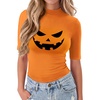 Zeagoo Womens Tops Mock Neck Short Sleeve Slim Basic Summer Fall Basic Tee(Orange Ws61)