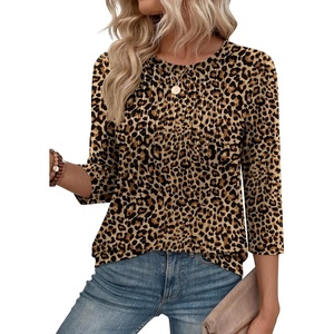 Zeagoo 3/4 Length Sleeve Womens Tops Crew Neck Shirts Dressy Casual Tunics(An136)