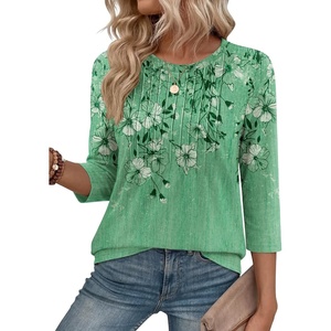 Zeagoo 3/4 Length Sleeve Womens Tops Crew Neck Shirts Dressy Casual Tunics(Bf180)