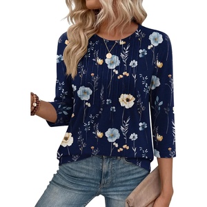 Zeagoo 3/4 Length Sleeve Womens Tops Crew Neck Shirts Dressy Casual Tunics(Bf318)