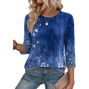 Zeagoo 3/4 Length Sleeve Womens Tops Crew Neck Shirts Dressy Casual Tunics(Mz845)