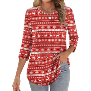 Zeagoo 3/4 Length Sleeve Womens Tops Crew Neck Shirts Dressy Casual Tunics(Sd142)