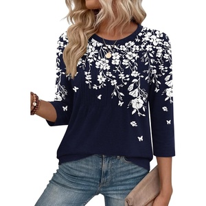 Zeagoo 3/4 Length Sleeve Womens Tops Crew Neck Shirts Dressy Casual Tunics(Sf103)