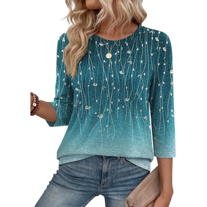Zeagoo 3/4 Length Sleeve Womens Tops Crew Neck Shirts Dressy Casual Tunics(Xh363)