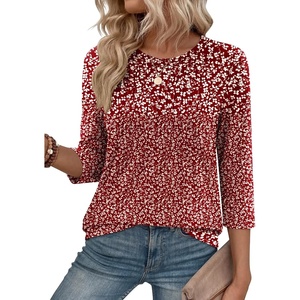 Zeagoo 3/4 Length Sleeve Womens Tops Crew Neck Shirts Dressy Casual Tunics(Xh518)