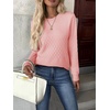 Zeagoo Womens Fall Sweaters Long Sleeve Crew Neck Ribbed Knit Pullover Tops(A Pink)