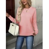 Zeagoo Womens Fall Sweaters Long Sleeve Crew Neck Ribbed Knit Pullover Tops(A Pink)