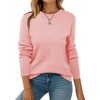 Zeagoo Womens Fall Sweaters Long Sleeve Crew Neck Ribbed Knit Pullover Tops(A Pink)