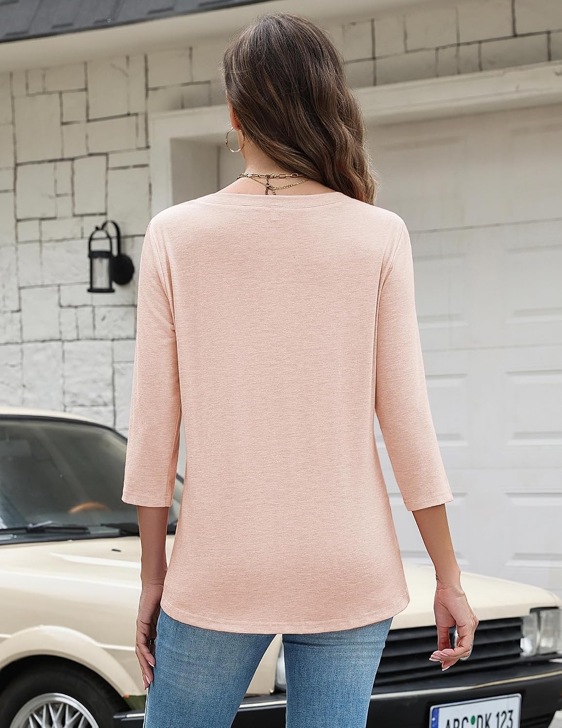 image:imageZeagoo 34 Length Sleeve Women Tops Dressy Casual Blouses Work ClothesBeige