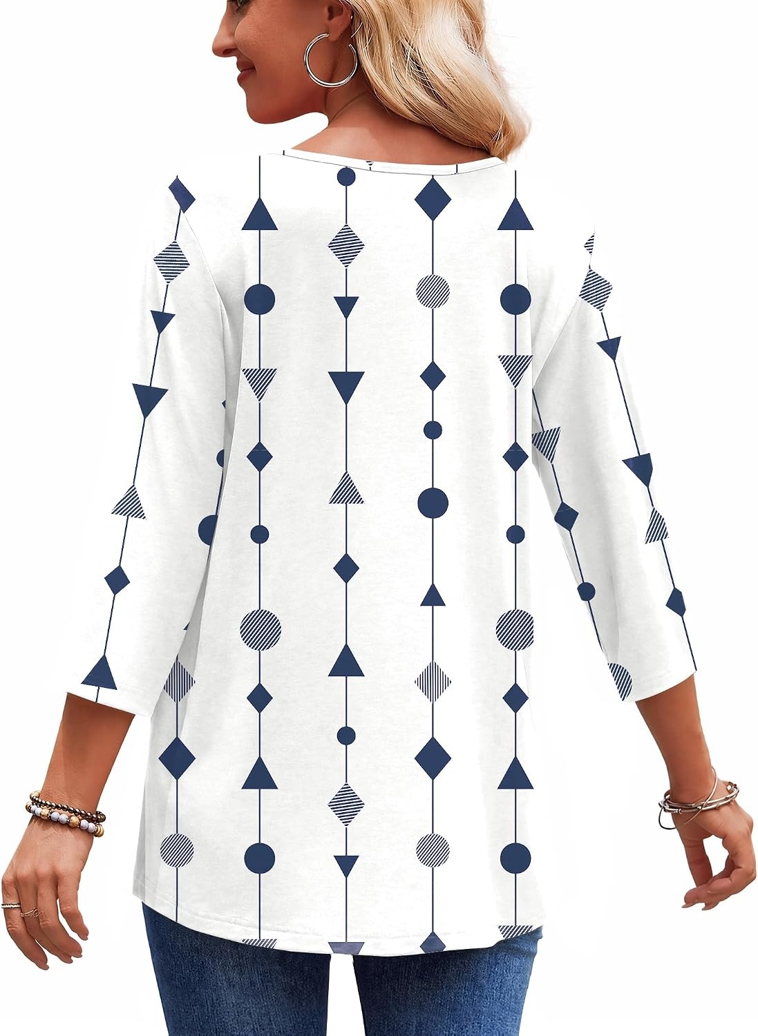 image:imageZeagoo 34 Length Sleeve Womens Tops 2026 Blouses for Women Dressy Casual Fashion Clothing V Neck TShirts Summer Outfits04 White Dot