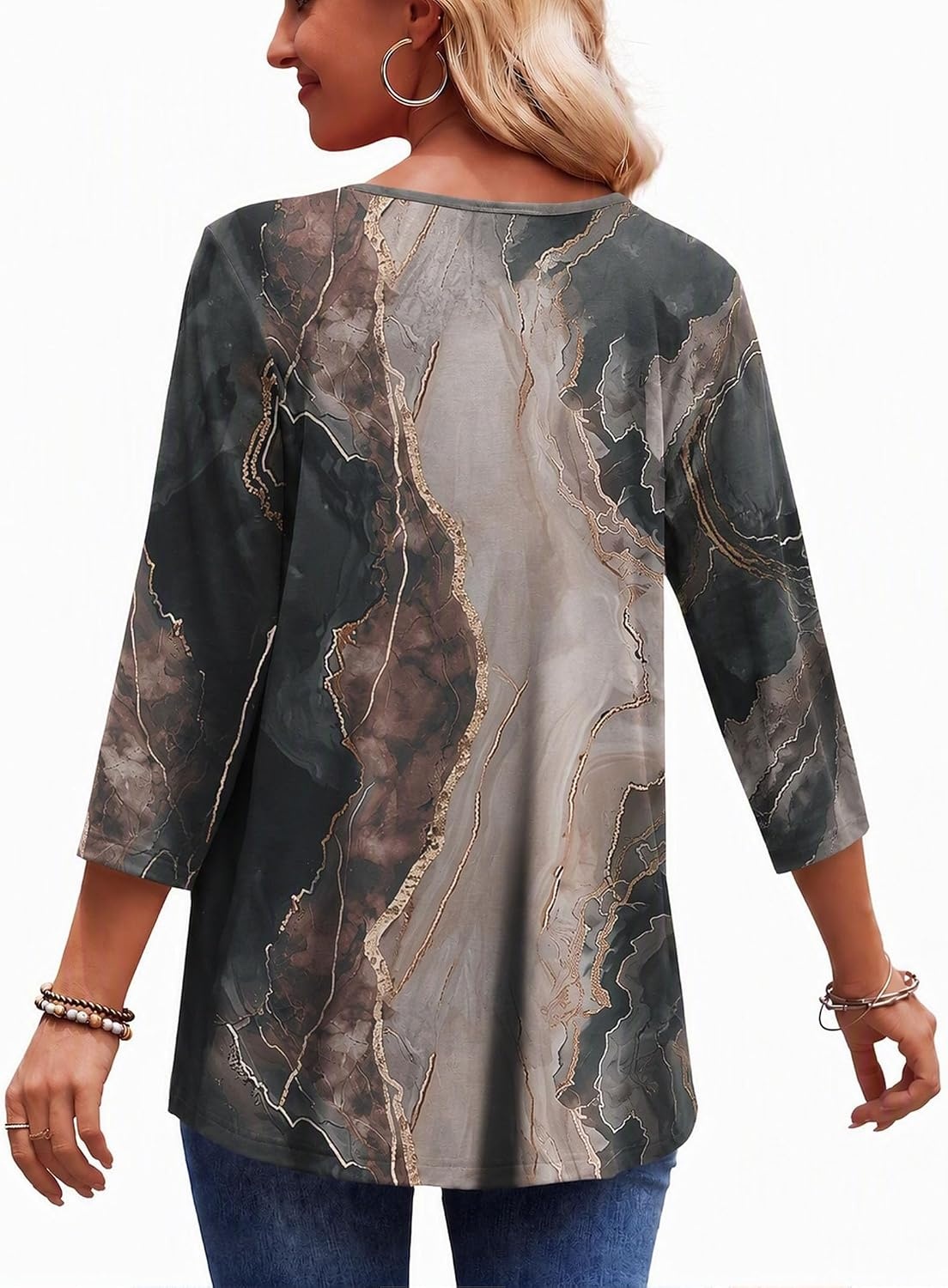image:imageZeagoo 34 Length Sleeve Womens Tops 2026 Blouses for Women Dressy Casual Fashion Clothing V Neck TShirts Summer OutfitsCx278