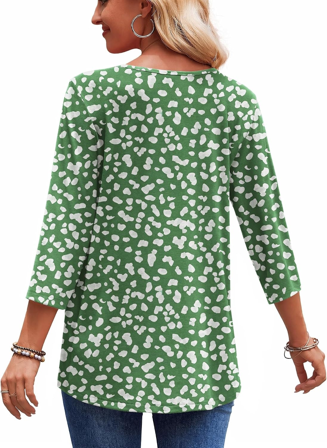 image:imageZeagoo 34 Length Sleeve Womens Tops 2026 Blouses for Women Dressy Casual Fashion Clothing V Neck TShirts Summer OutfitsJh560