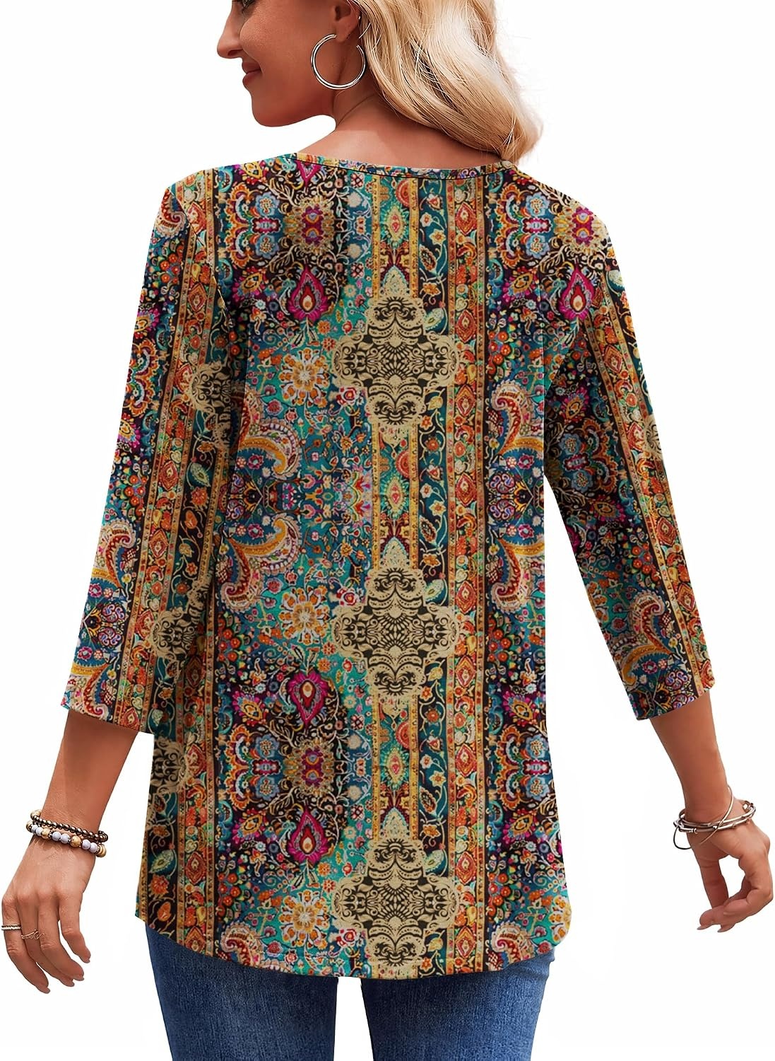 image:imageZeagoo 34 Length Sleeve Womens Tops 2026 Blouses for Women Dressy Casual Fashion Clothing V Neck TShirts Summer OutfitsMz721