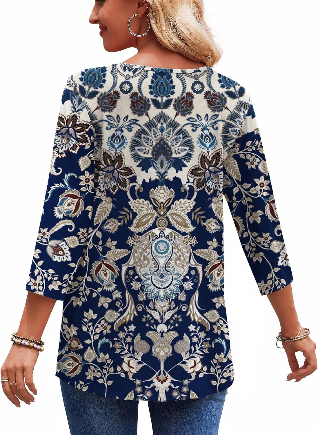 image:imageZeagoo 34 Length Sleeve Womens Tops 2026 Blouses for Women Dressy Casual Fashion Clothing V Neck TShirts Summer OutfitsMz873