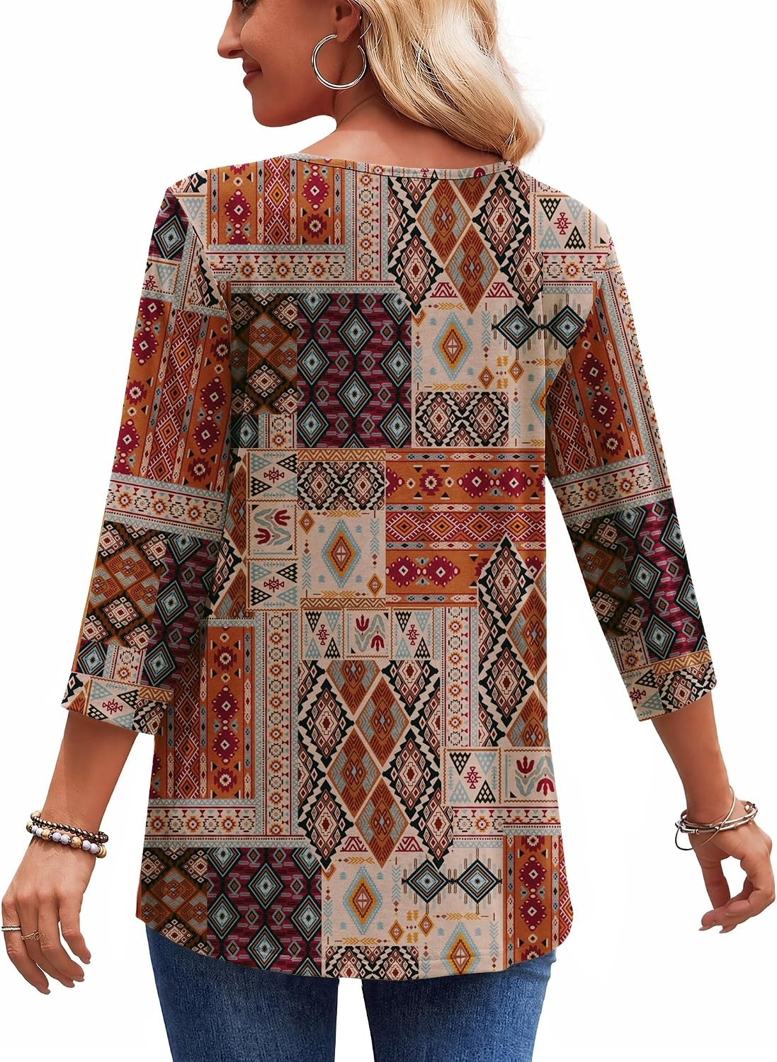 image:imageZeagoo 34 Length Sleeve Womens Tops 2026 Blouses for Women Dressy Casual Fashion Clothing V Neck TShirts Summer OutfitsMz952