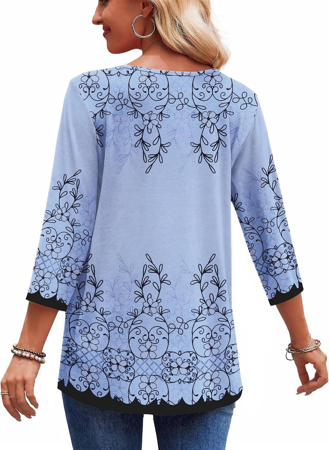 image:imageZeagoo 34 Length Sleeve Womens Tops 2026 Blouses for Women Dressy Casual Fashion Clothing V Neck TShirts Summer OutfitsSf166