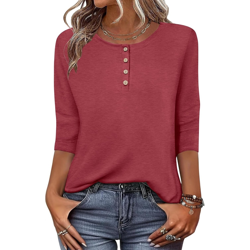 image:imageZeagoo 34 Length Sleeve Women Tops Dressy Casual Blouses Work ClothesRed