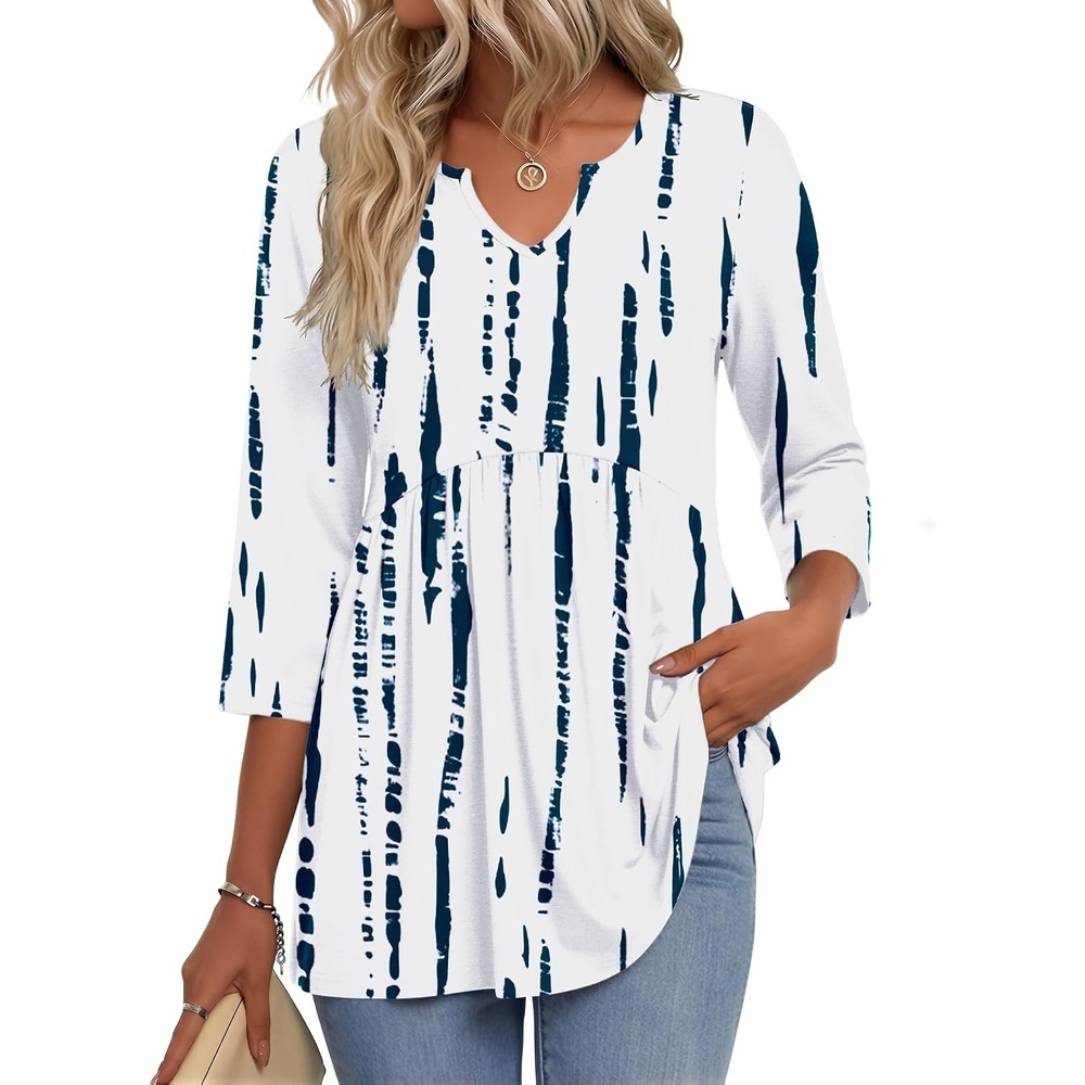 image:imageZeagoo 34 Length Sleeve Womens Tops 2026 Blouses for Women Dressy Casual Fashion Clothing V Neck TShirts Summer OutfitsZr229