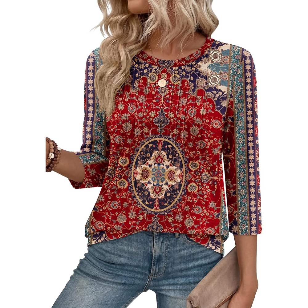 image:imageZeagoo 34 Length Sleeve Womens Tops Crew Neck Shirts Dressy Casual TunicsMz870